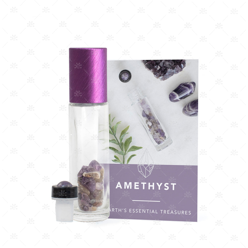 Amethyst Gemstone Roller Bottle Set Glass