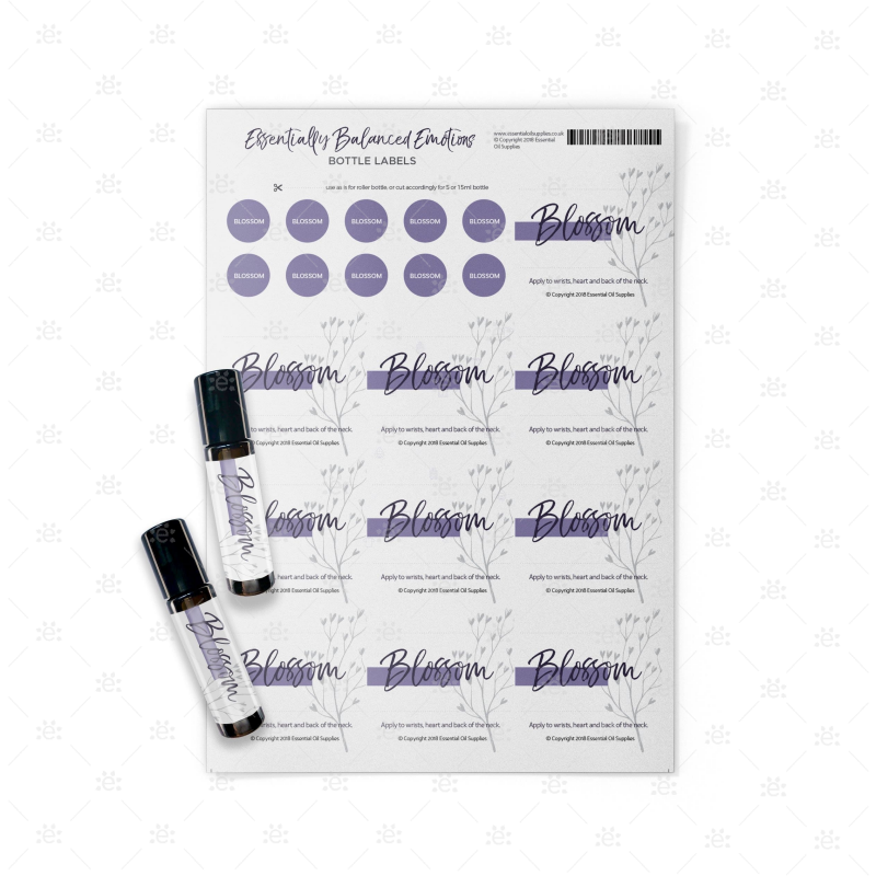 Essentially Balanced Emotions Bottle Labels - Sheets of 10 (6 varieties available)