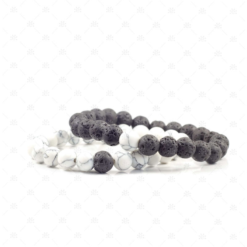 Jacqueline : Howlite & Lava Bracelet Twin Set