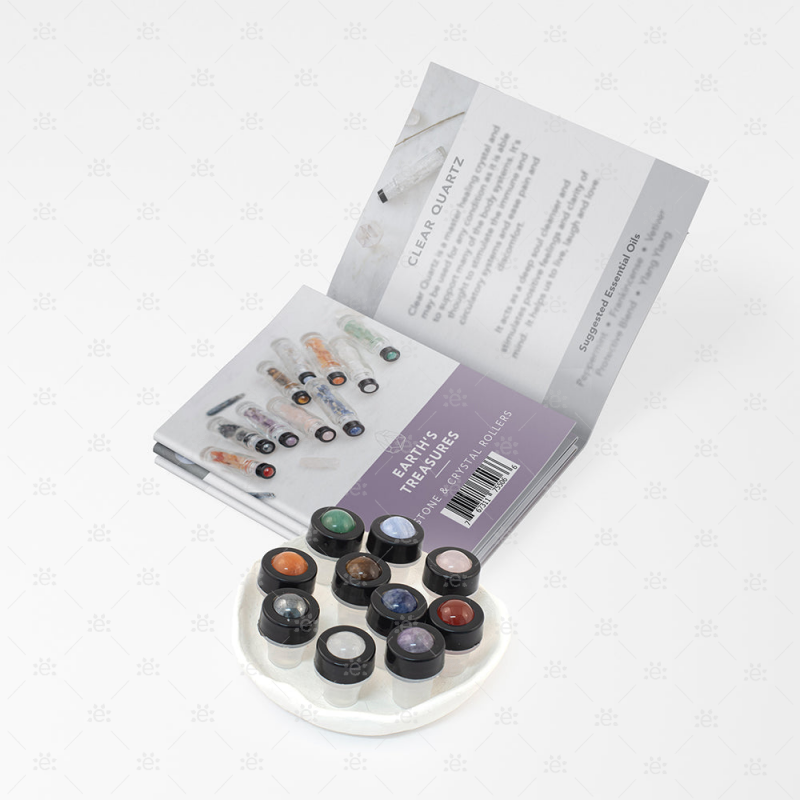 Luxury Gemstone & Crystal Rollerballs With 11 Instructional Cards (10 Roller Pack)