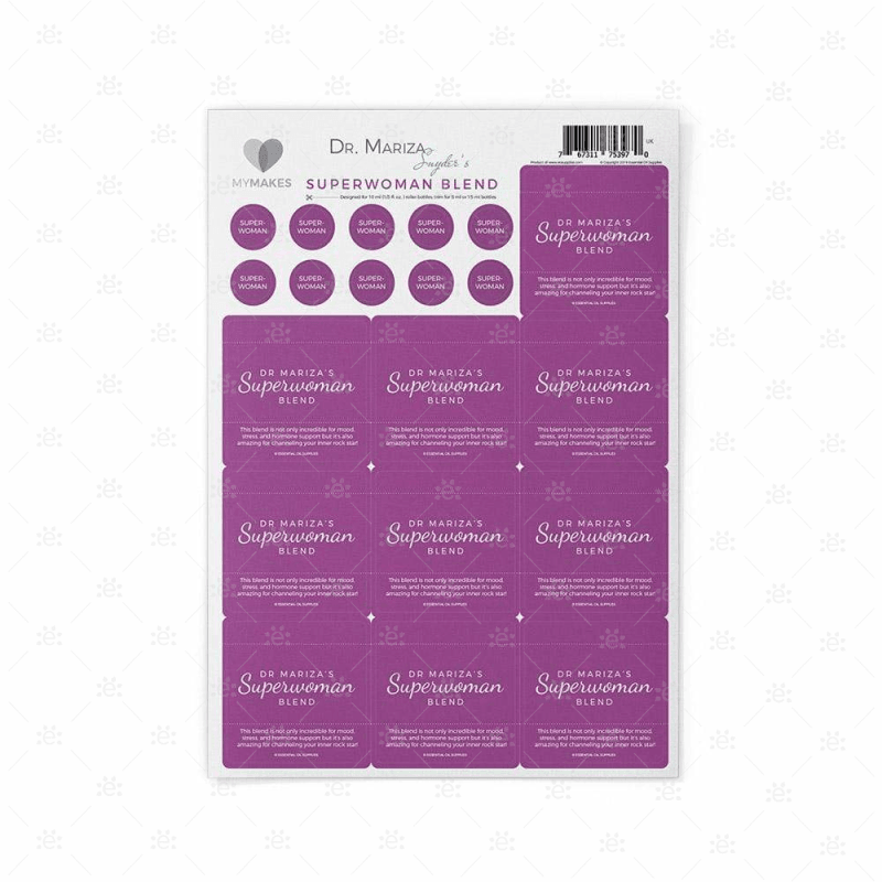 Mymakes:  Hormone Support Recipes By Dr Mariza Snyder - Superwoman Label Sheet X 10 Labels