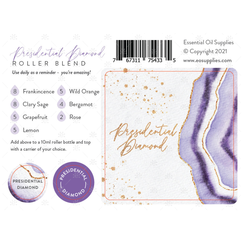 Presidential Diamond Rank Recognition Label Sheet - ENGLISH Labels