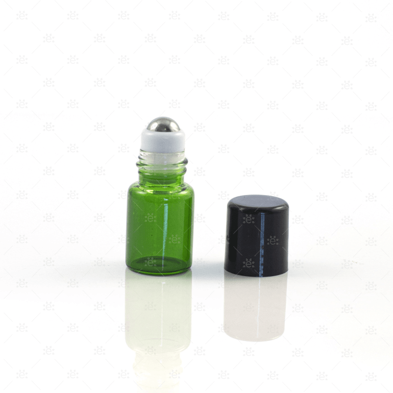 5/8 (2Ml) Dram Green Roller Bottles With Stainless Steel Rollers (5 Pack) Glass Bottle