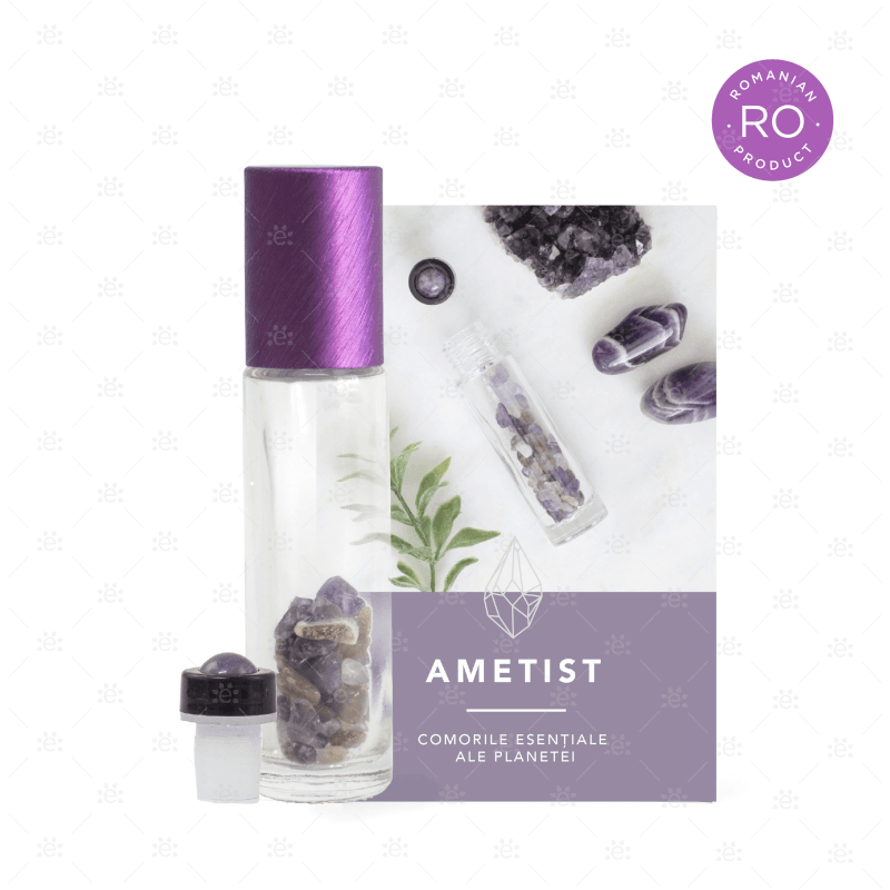 Amethyst Gemstone Roller Bottle Set - Romanian Glass
