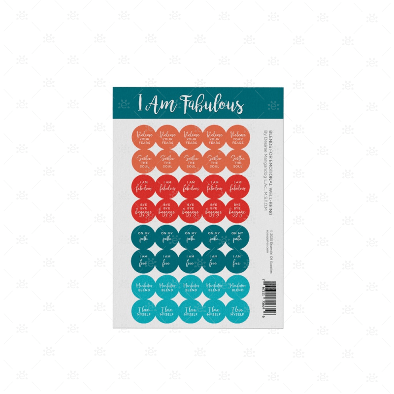 I Am Fabulous Favourite Blends Lid Stickers (Sheet Of 40) Labels
