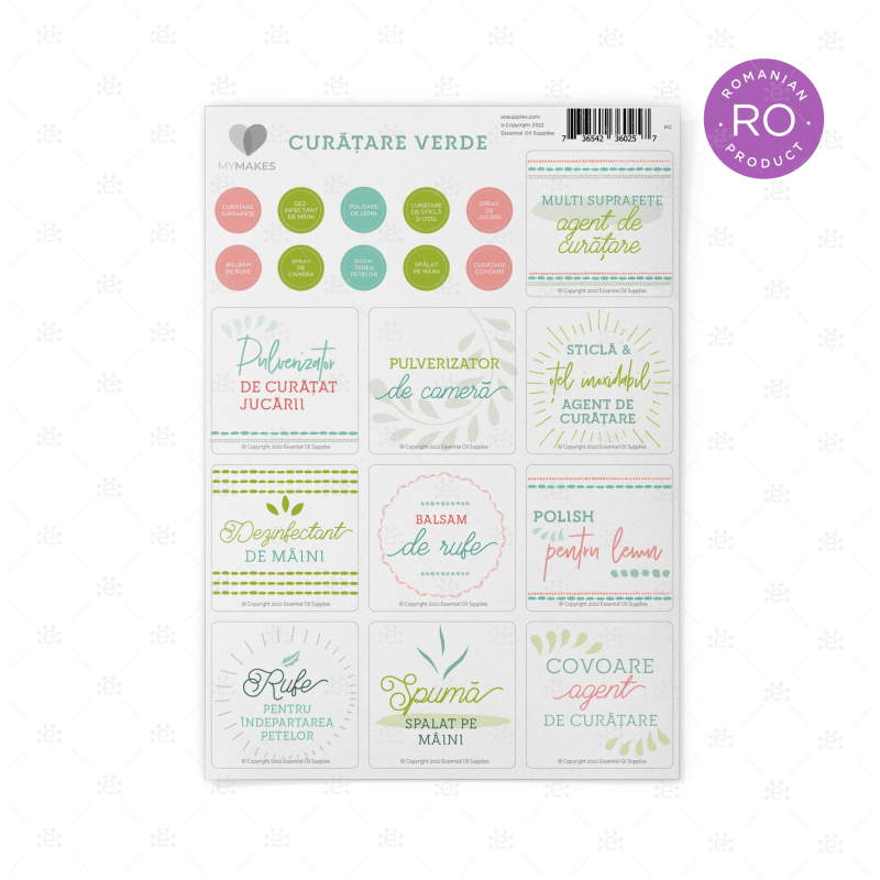 Mymakes:  Green Cleaning - Label Sheet Romanian Labels